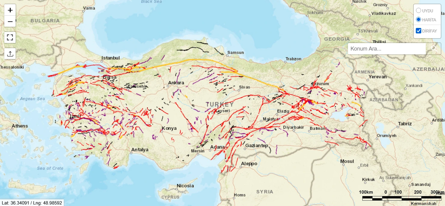 Türkiye Dirifay Haritası