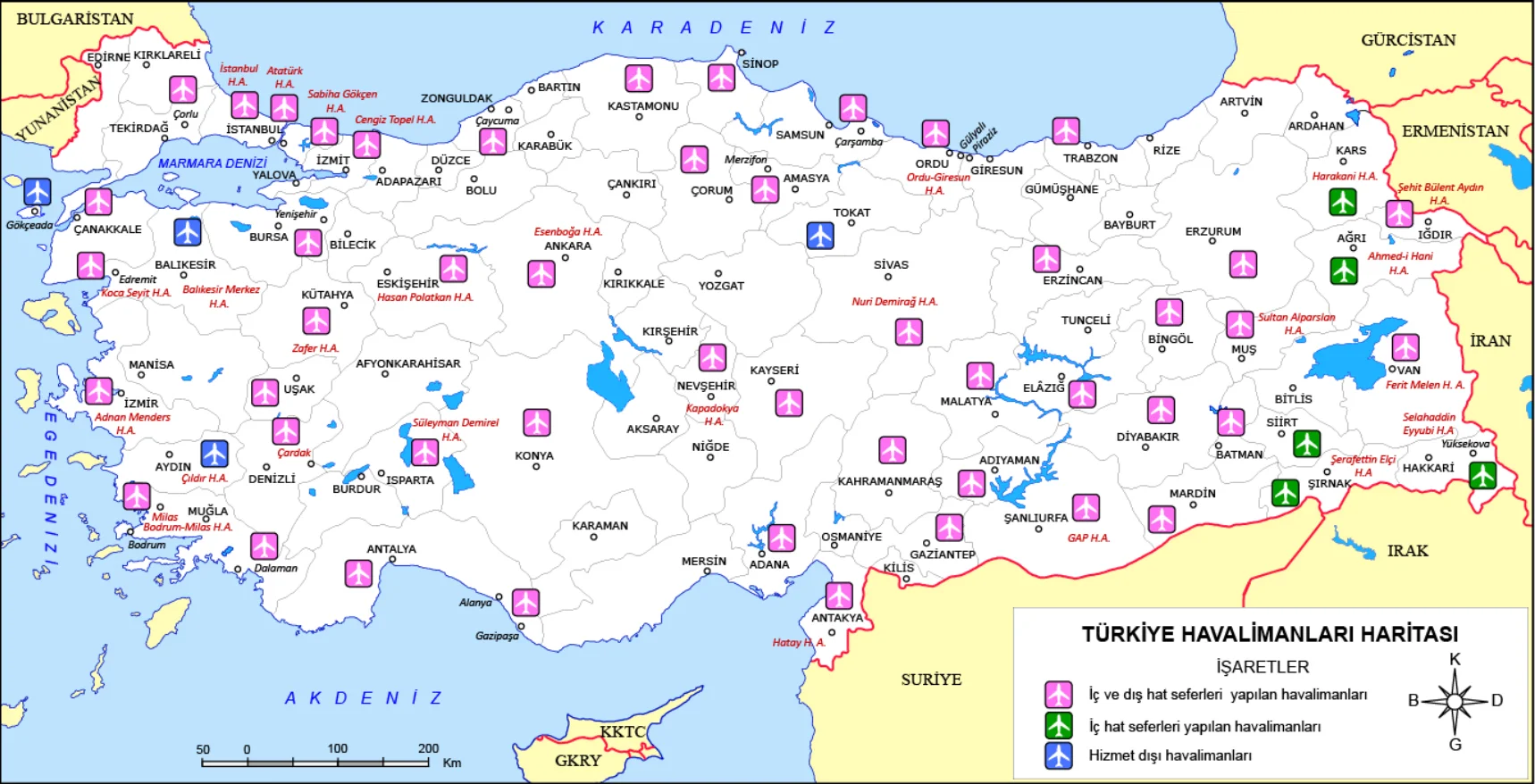 Türkiye Havalimanları Haritası