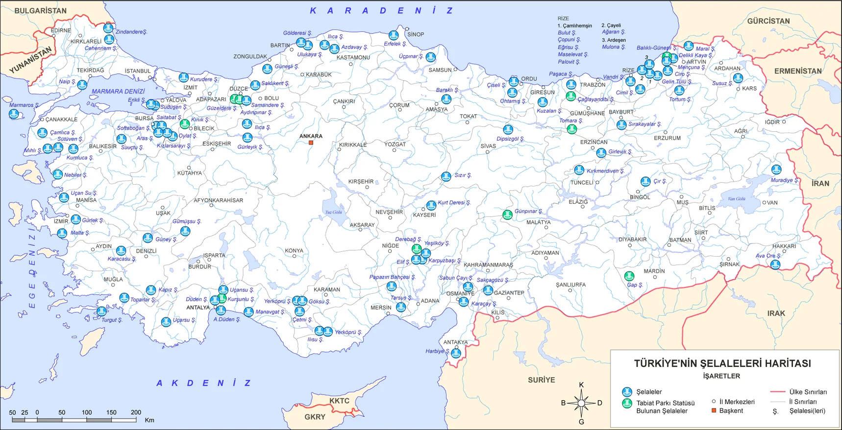 Türkiye Şelaleleri Haritası