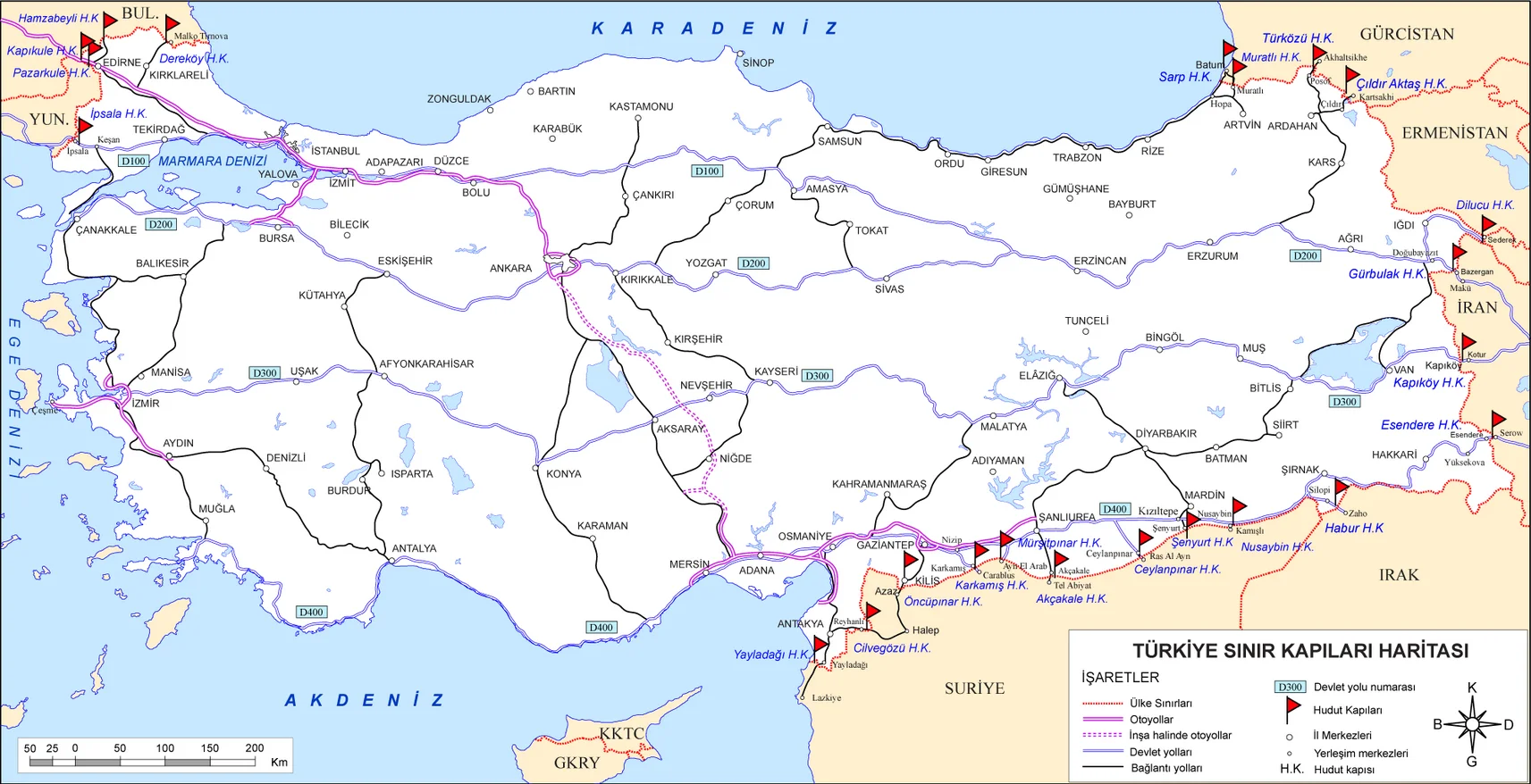 Türkiye Sınır Kapıları Haritası
