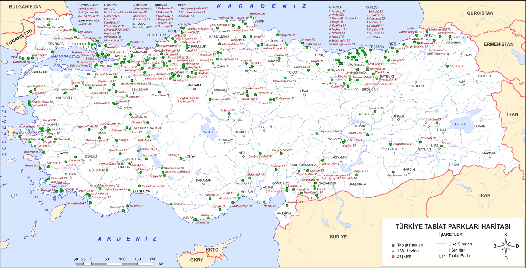 Türkiye Tabiat Parkları Haritası