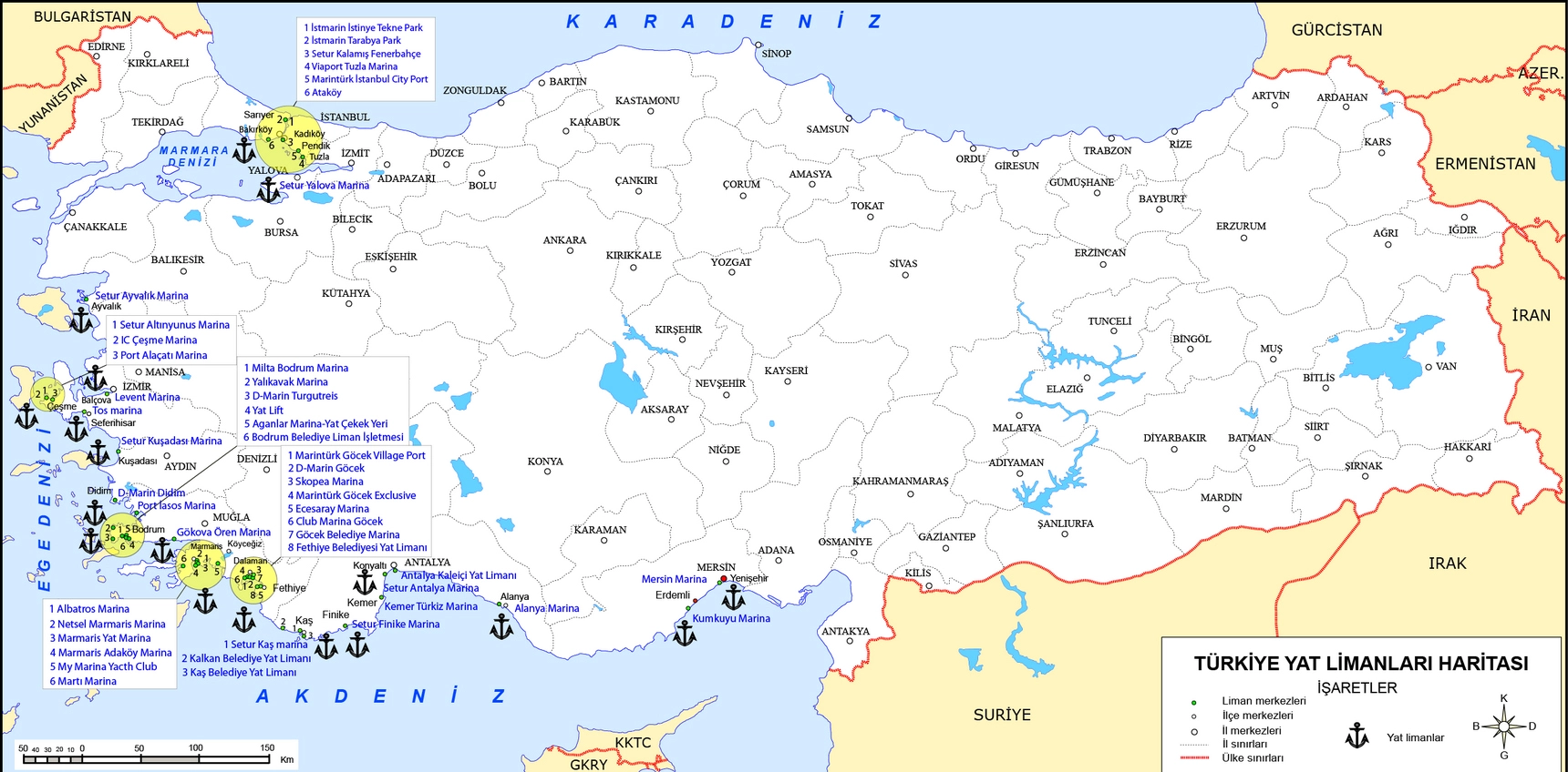 Türkiye Yat Limanları Haritası